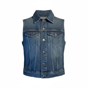 AG Adriano Goldschmied Womens Denim Trucker Vest Blue Size S Cotton Blend